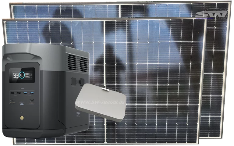 Balkonkraftwerk 8210W mit Speicher 2KW Delta 2 Max und Ecoflwo Wechselrichter mit 600W (upgrade fähig 800W) erweiterbar mit weiteren 820W PV-Panels Gesamtleistung 1640Watt. Händler Ostalbkreis Schwäbisch Gmünd